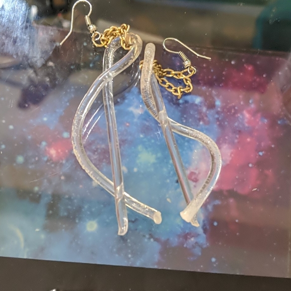 Handmade earrings clear artistic gallery acrylic - Picture 1 of 3